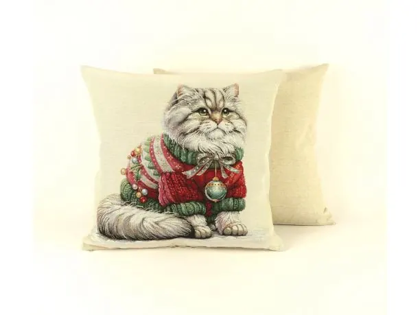 Poszewka świąteczna gobelinowa świąteczny kot SlodkieSny 45x45 cm gobelin