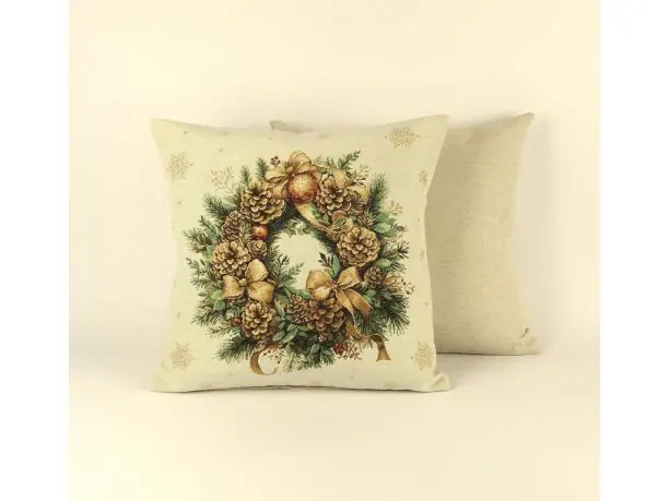 Poszewka świąteczna gobelinowa złoty stroik SlodkieSny 45x45 cm gobelin