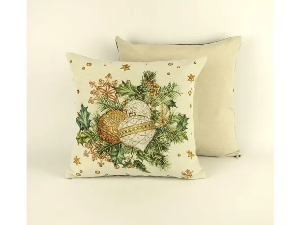 Poszewka świąteczna gobelinowa zielono złoty stroik nr. 408 SlodkieSny 45x45 cm gobelin