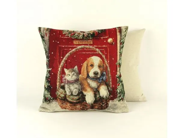 Poszewka świąteczna gobelinowa kot, pies nr. 433 SlodkieSny 45x45 cm gobelin
