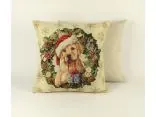 Poszewka świąteczna gobelinowa piesek w czapeczce nr. 434 SlodkieSny 45x45 cm gobelin