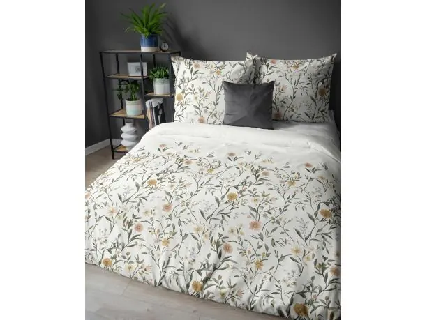 Pościel satynowa 160x200 drobne kwiatuszki na jasnym tle 5538 a