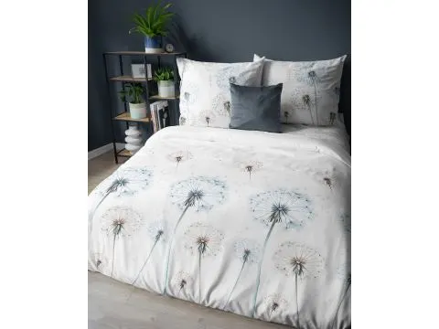 Pościel satynowa 220x200 turkusowe dmuchawce na białym tle 5542 a Pościel satynowa 220x200 turkusowe dmuchawce na białym tle 5542 a