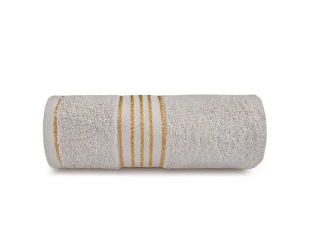 Ręcznik Kąpielowy 70x140 Tiwano Jasny Popiel ze Złotą Bordiurą – Połączenie Stylu i Wygody