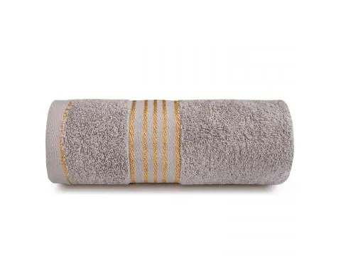Ręcznik Łazienkowy 70x140 Tiwano Popiel ze Złotą Bordiurą – Połączenie Stylu i Wygody