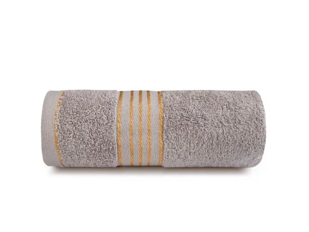 Ręcznik Łazienkowy 70x140 Tiwano Popiel ze Złotą Bordiurą – Połączenie Stylu i Wygody