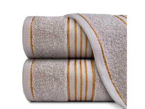 Ręcznik Łazienkowy 70x140 Tiwano Popiel ze Złotą Bordiurą – Połączenie Stylu i Wygody