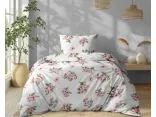 Pościel bawełniana 140x200 z poszewką 70x80 – różowe kwiaty wiśni