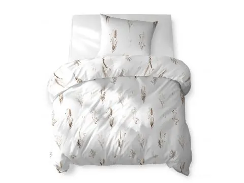 Pościel bawełniana 220x200 – Brązowy kłos trawy na jasnym białym tle