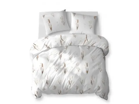Pościel bawełniana 180x200 – Brązowy kłos trawy na jasnym białym tle