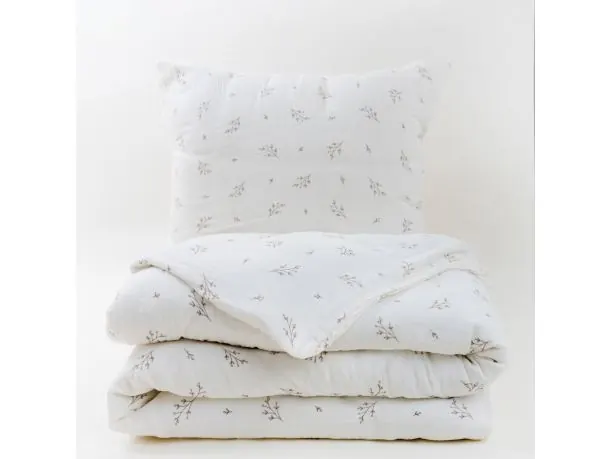 Pościel muślinowa 220x200 – botaniczny wzór gałązek, naturalna bawełna, miękka i oddychająca