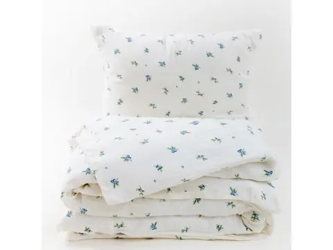 Pościel muślinowa 220x200 cm JAGODY – delikatna, przewiewna, dwuwarstwowa, naturalna bawełna