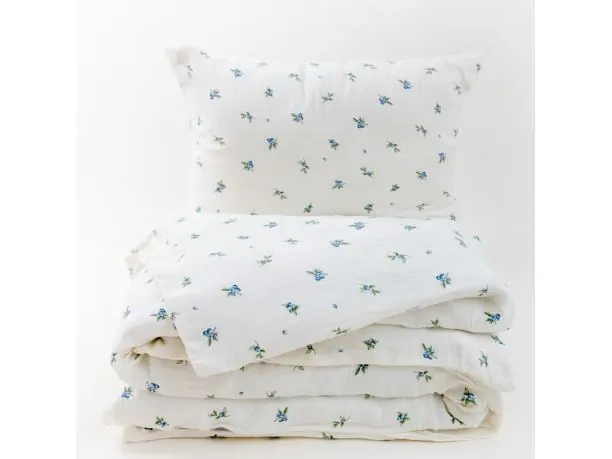 Pościel muślinowa 160x200 cm JAGODY – delikatna, przewiewna, dwuwarstwowa, naturalna bawełna