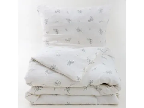 Pościel muślinowa 160x200 gałązki z listkami – naturalny komfort i styl