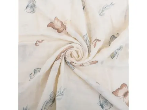 Pościel muślinowa 220x200 romantyczny motyw motylków i gałązek – naturalny komfort i styl