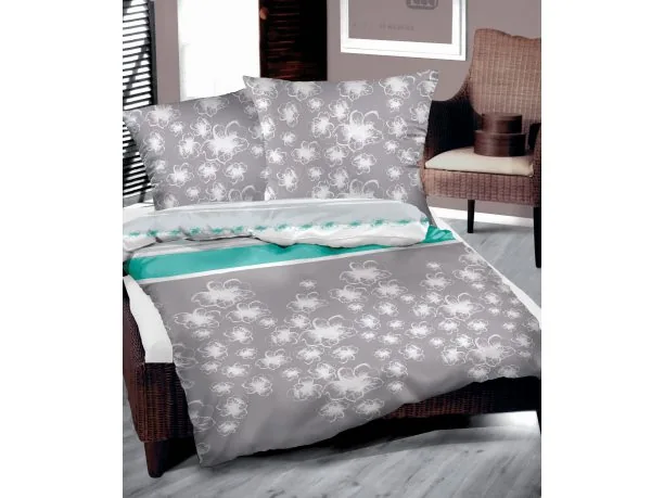 Pościel z satyny bawełnianej Kwitnąca Mięta 140x200 Greno Gold Line