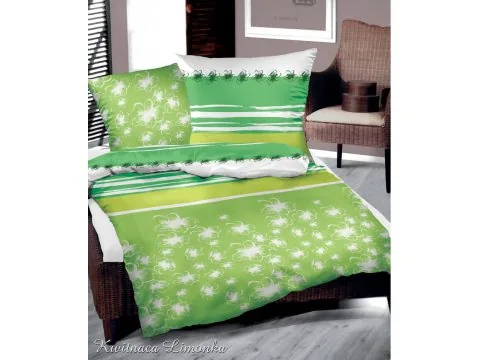 Pościel z satyny bawełnianej Kwitnąca Limonka 220x200 Greno Gold Line