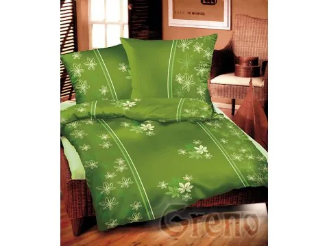 Pościel z satyny bawełnianej 140x200 Kasztanowa zielona Greno Gold Line