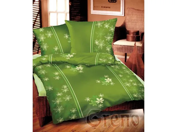 Pościel z satyny bawełnianej 140x200 Kasztanowa zielona Greno Gold Line