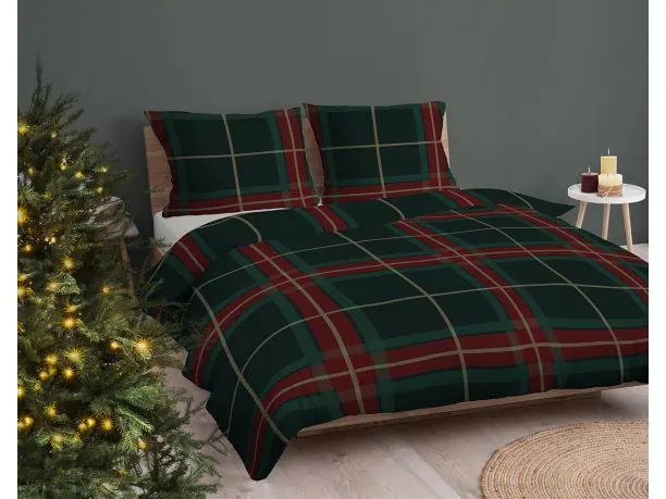 Pościel świąteczna 160x200 klasyczna krata szkocka tartan
