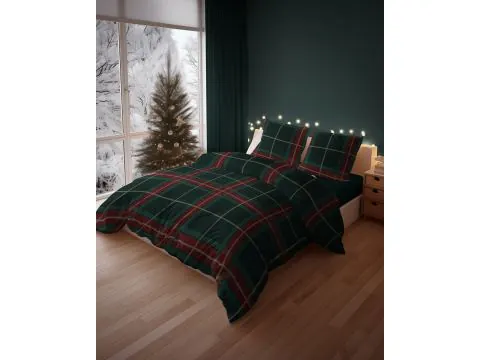 Pościel świąteczna 160x200 klasyczna krata szkocka tartan