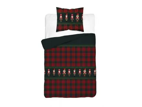 Pościel świąteczna 140x200 klasyczna krata z dziadkami do orzechów