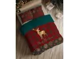 Pościel świąteczna 220x200 Złoty Jeleń w Świątecznej czerwonej Kracie