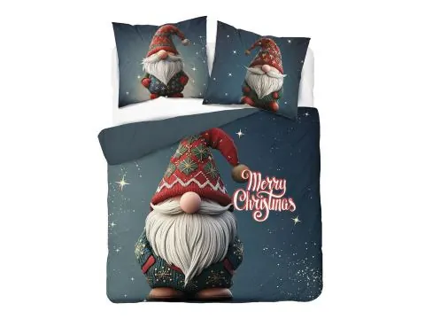 Pościel świąteczna 220x200 Świąteczny Granatowy Skrzat z Gwiazdkami