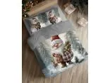 Pościel świąteczna bawełniana 160x200 Świąteczny Skrzat w kratę z Prezentami