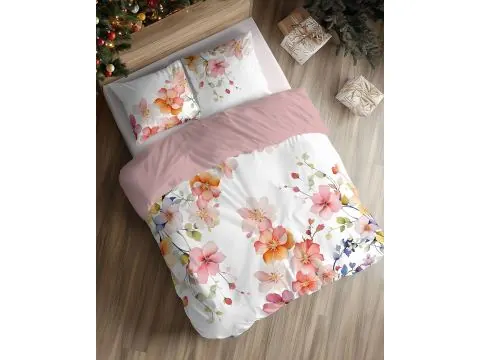 Pościel bawełniana 160x200 Akwarelowa Kwiaty Pastelowe na Białym Tle