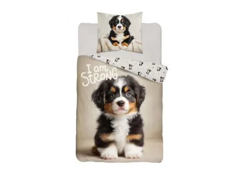 Pościel bawełniana 160x200 - 3D z berneńskim psem pasterskim – dla dzieci i miłośników zwierząt