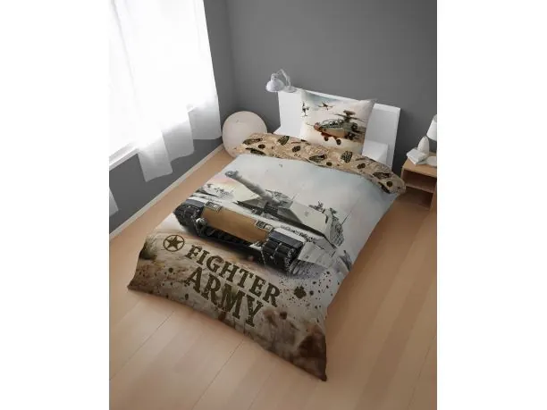 Pościel bawełniana 140x200 wojskowa czołg Abrams helikopter Apache militarny motyw dla chłopca