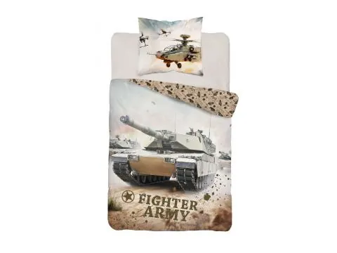 Pościel bawełniana 140x200 wojskowa czołg Abrams helikopter Apache militarny motyw dla chłopca