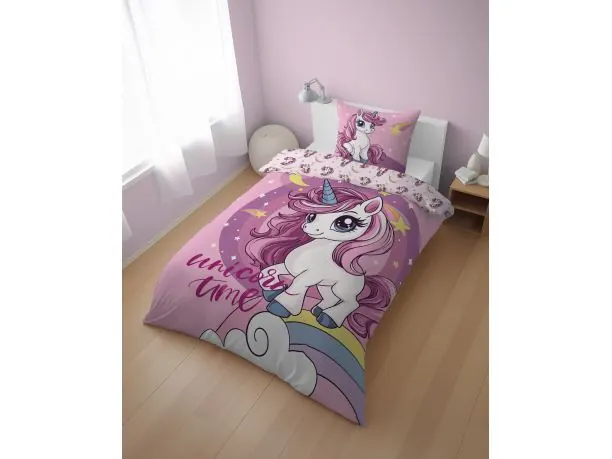 Pościel bawełniana 140x200 jednorożec unicorn time – bajkowy motyw pastelowe kolory