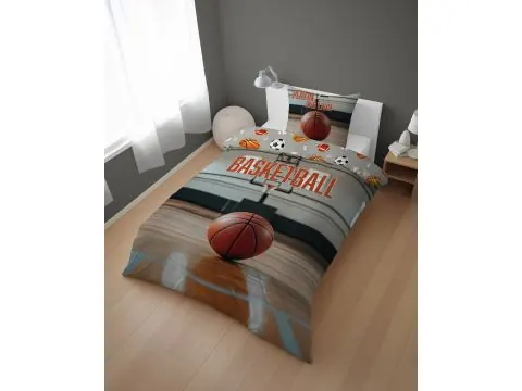 Pościel sportowa 140x200 BASKETBALL – piłka do koszykówki dla chłopca