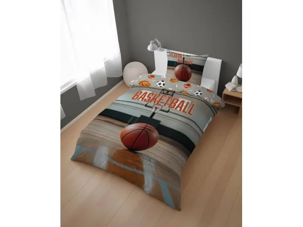 Pościel sportowa 140x200 BASKETBALL – piłka do koszykówki dla chłopca