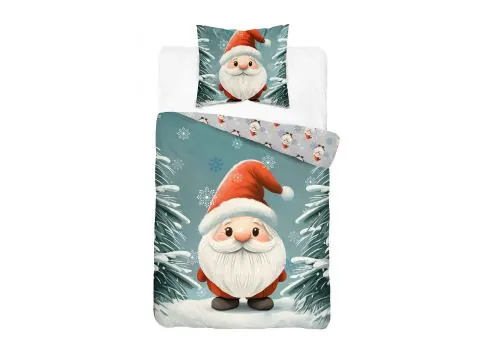 Pościel świąteczna 140x200 z Mikołajem – zimowy motyw śnieżynki dziecięca