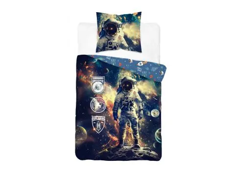 Pościel kosmos 160x200 z astronautą – galaktyka planety mgławice Space Academy młodzieżowa