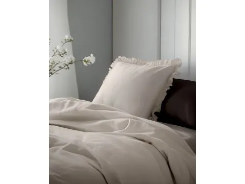 Pościel bawełniana z falbankami 140x200 Taupe bawełna enzymatyczna