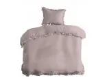 Pościel bawełniana z falbankami 140x200 Pudrowy róż bawełna enzymatyczna