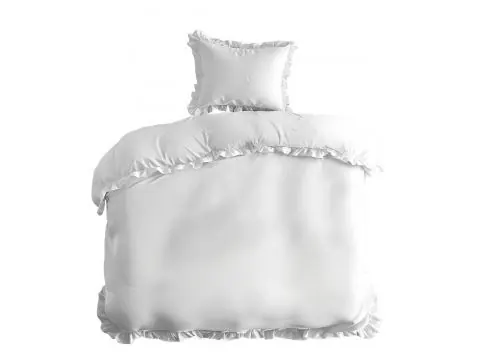 Pościel bawełniana z falbankami 140x200 bawełna enzymatyczna Zapięcie na guziki