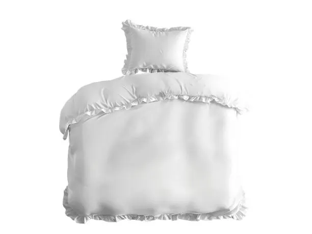 Pościel bawełniana z falbankami 140x200 bawełna enzymatyczna Zapięcie na guziki