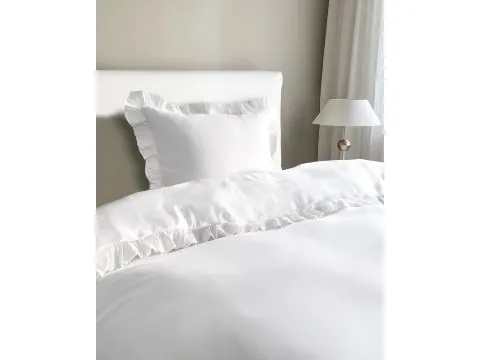 Pościel bawełniana z falbankami 140x200 bawełna enzymatyczna Zapięcie na guziki