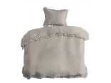 Pościel bawełniana z falbankami 140x200 Jasny beż - bawełna enzymatyczna Zapięcie na guziki