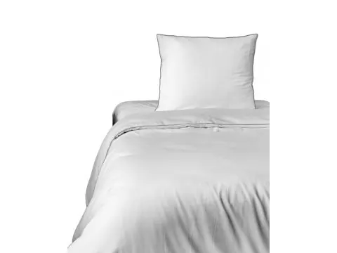 Pościel z makosatyny 140x200 biała z ozdobną lamówką – luksusowa satyna bawełniana premium