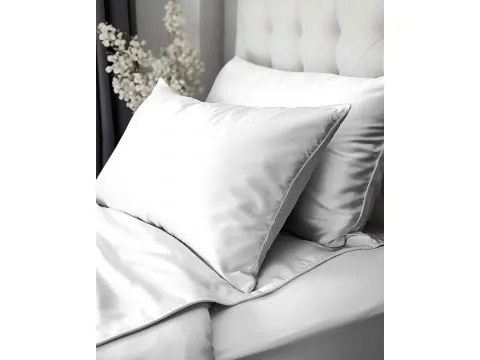 Pościel z makosatyny 180x200 biała z ozdobną lamówką – elegancja klasy premium