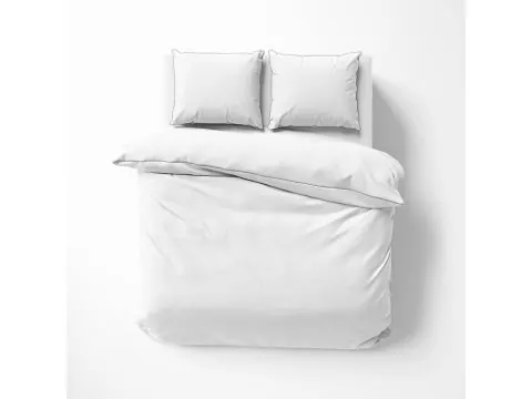 Pościel z makosatyny 220x200 biała z ozdobną lamówką – luksusowa satyna bawełniana premium
