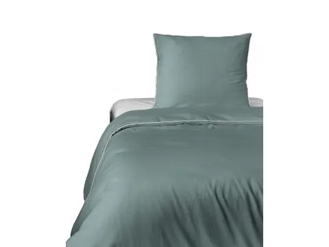 Pościel z makosatyny 140x200 miętowa z białą lamówką – świeża elegancja i satynowy komfort