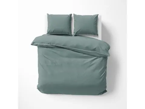 Pościel z makosatyny 220x200 miętowa z białą lamówką – elegancka satyna bawełniana premium