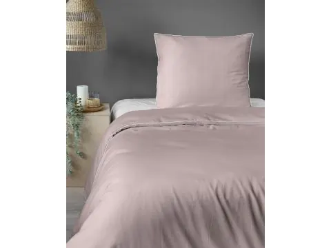 Pościel z makosatyny 140x200 pudrowy róż z białą lamówką – subtelna elegancja i komfort snu